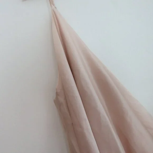 HOUSE OF CB Coco Drape Back Satin Wrap Midi Dress in Nude Champagne - Size S - Picture 6 of 16